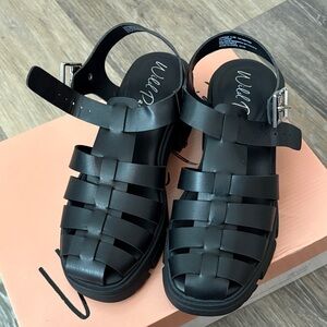 Wild Pair Black Strappy Sandals